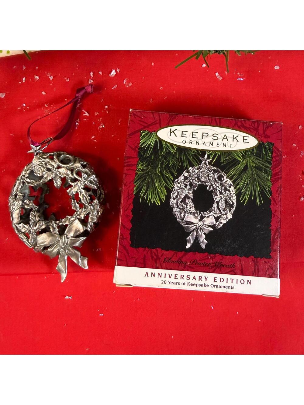 Glowing Pewter Wreath - Hallmark Keepsake Ornament - 20 Year Anniversary